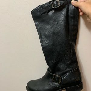 Frye tall black boots -hard-wearing leather.